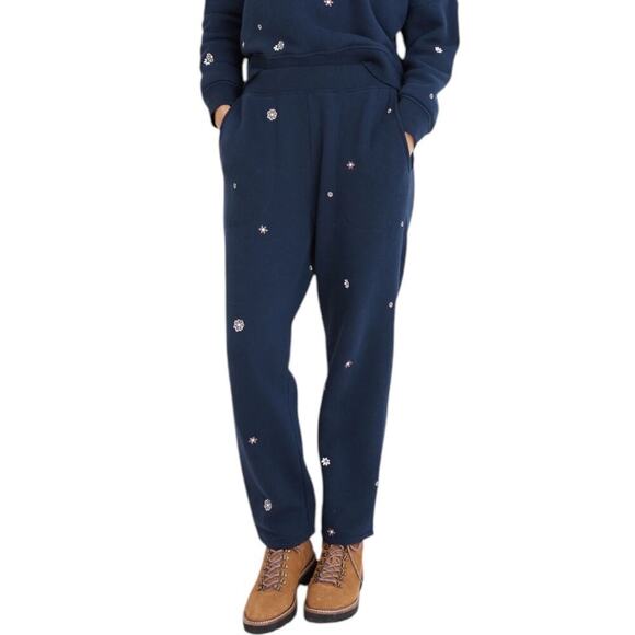 New Women’s Madewell Airyterry Floral Embroidered Tapered Sweatpants Size M - Picture 1 of 8